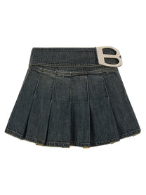 Balenciaga Buckle Pleated Skirt Blue