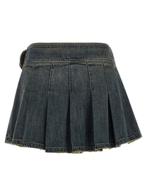 Balenciaga Buckle Pleated Skirt Blue