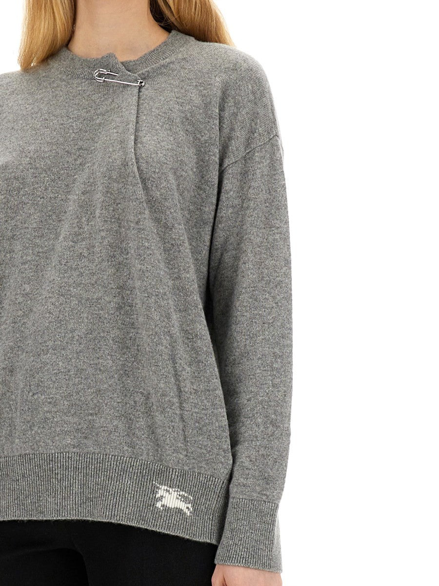 Burberry - Burberry Cashmere Sweater With Kilt Pin - Women’s Knitwear