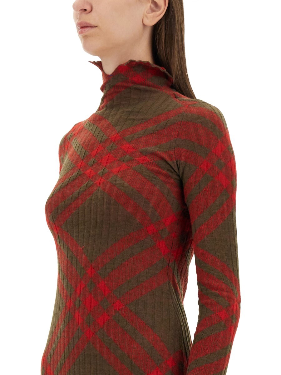Burberry - Burberry Check Wool Blend Dress - Women’s Clothing