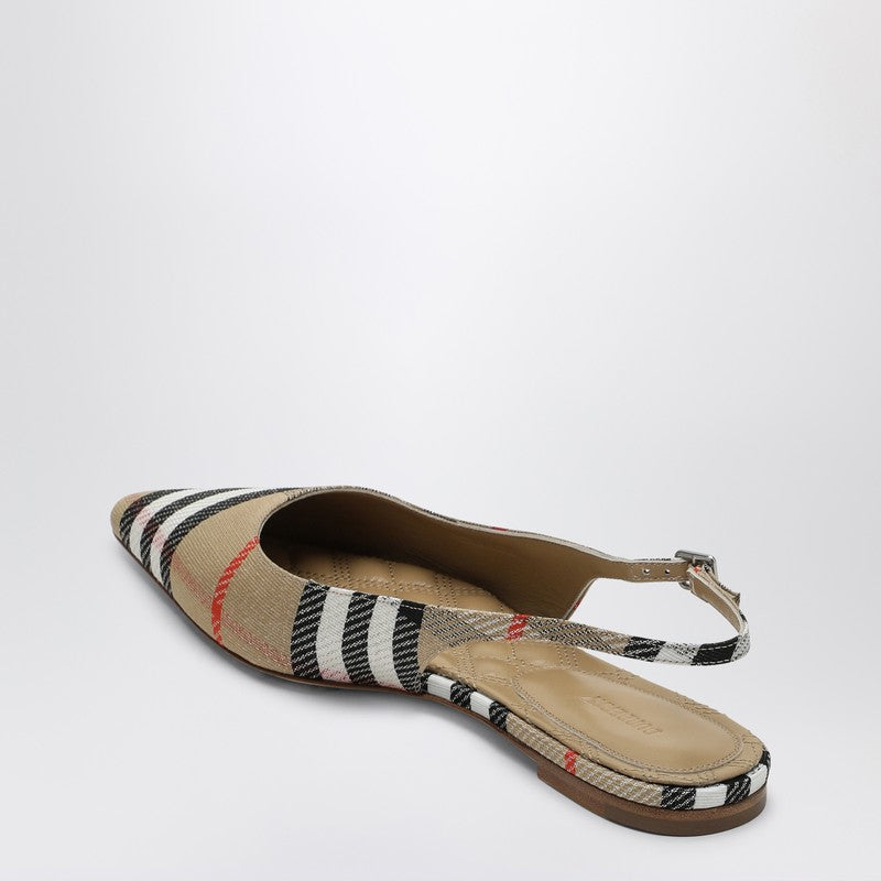 Burberry - Burberry Ballerine slingback Birdie Check - Slippers &amp; Flip-flops