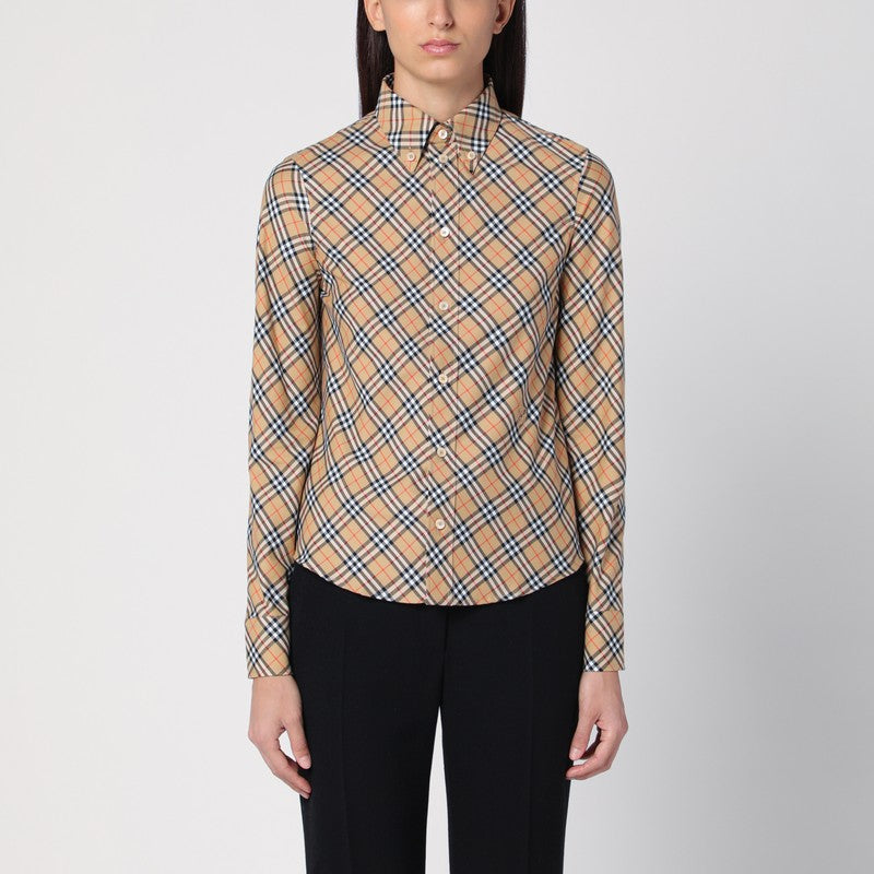 Burberry - Burberry Beige button-down shirt with Check pattern - Shirts