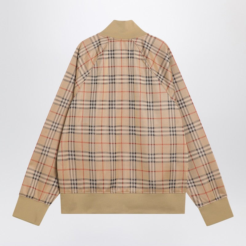 Burberry - Burberry Beige sweatshirt with Check motif in jacquard - Jackets