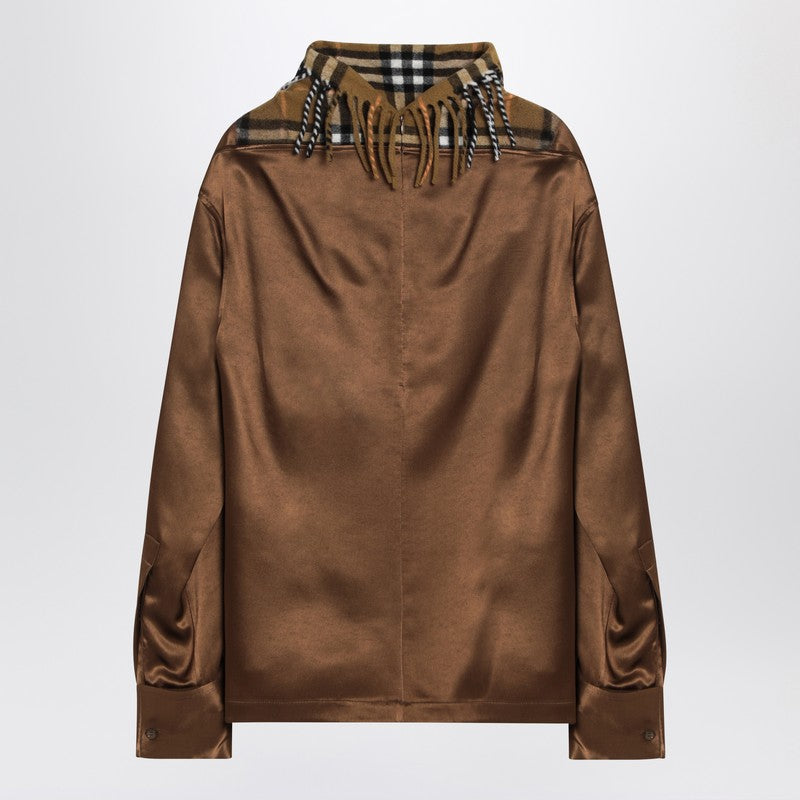 Burberry - Burberry Satin Shirt with Check Panel - Women’s Knitwear