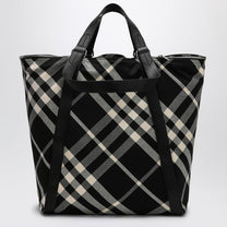 Burberry - Burberry Black/calico cotton-blend tote bag with Check pattern - Shopper