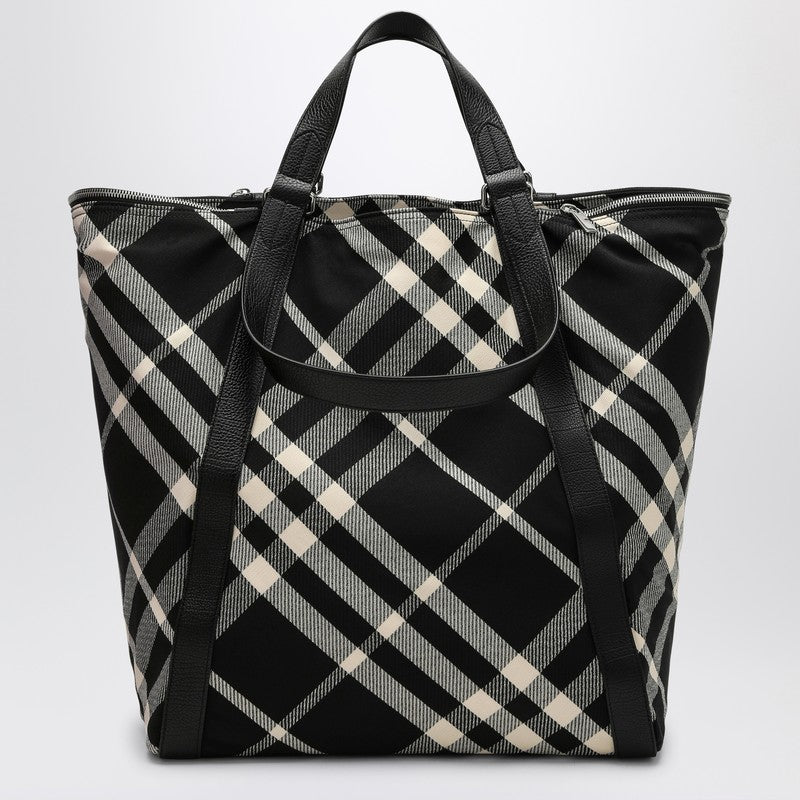 Burberry - Burberry Black/calico cotton-blend tote bag with Check pattern - Shopper