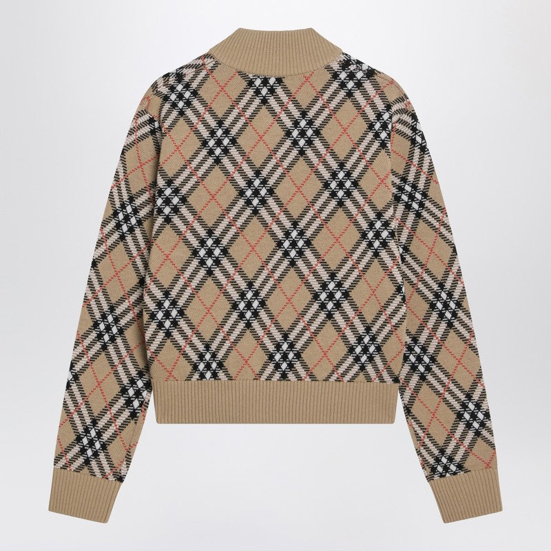 Burberry - Burberry Check wool zip-up cardigan - Topwear