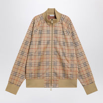 Burberry - Burberry Beige sweatshirt with Check motif in jacquard - Jackets