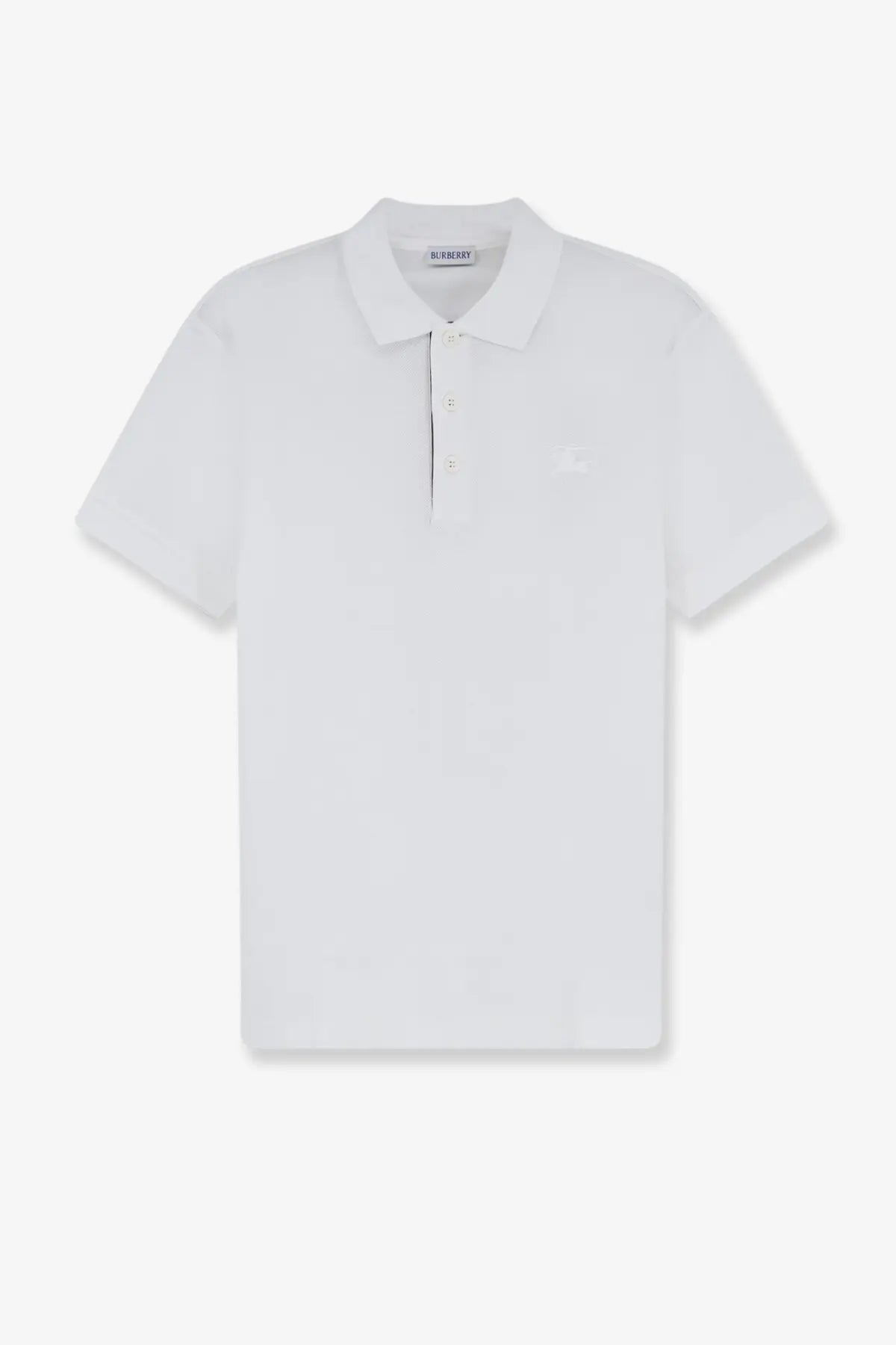 Burberry men’s white organic cotton polo shirt with short sleeves classic collar and subtle chest embroidery