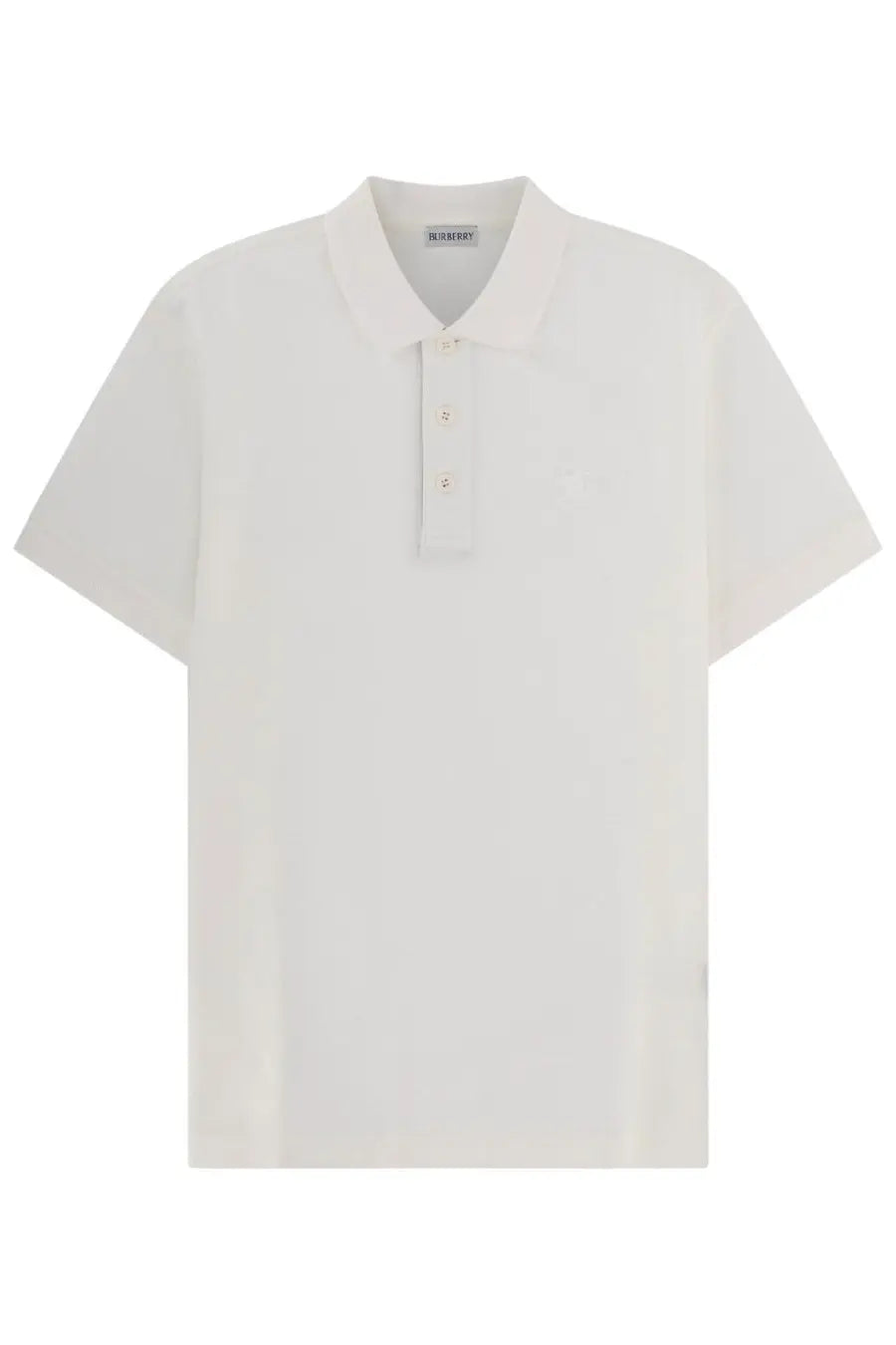 Burberry men’s off-white short-sleeved polo shirt in cotton with classic collar and subtle chest embroidery