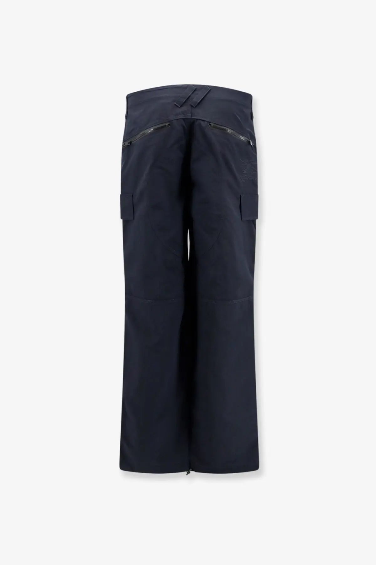 Burberry men’s sidcot nylon trousers blue featuring dark navy cargo pants with zippered side pockets and modern design