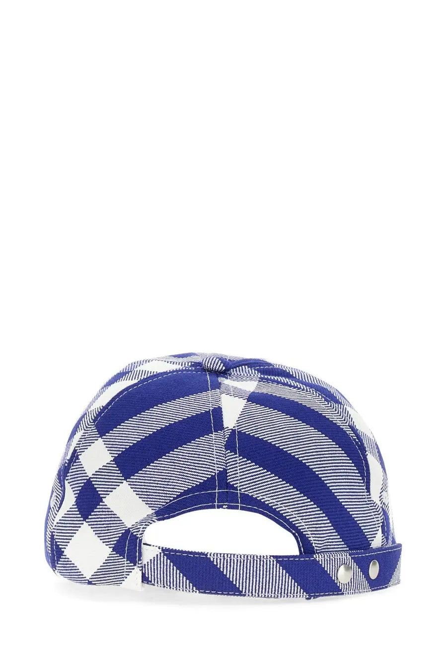 Burberry unisex baseball cap in blue and white plaid with curved brim made from soft fabric for casual wear
