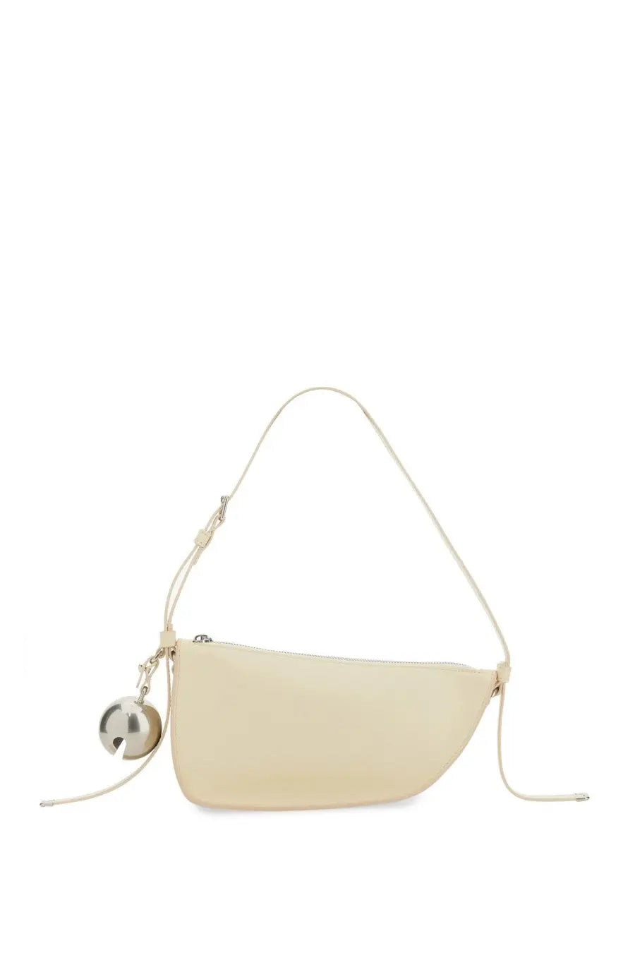 Burberry unisex mini shield bag white cream leather crossbody with silver bell charm on strap