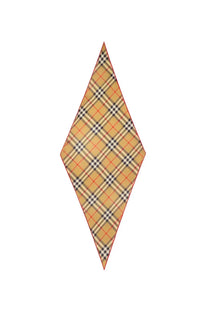 Burberry women’s check scarf multicolor in diamond shape with beige black and red check pattern and thin red border