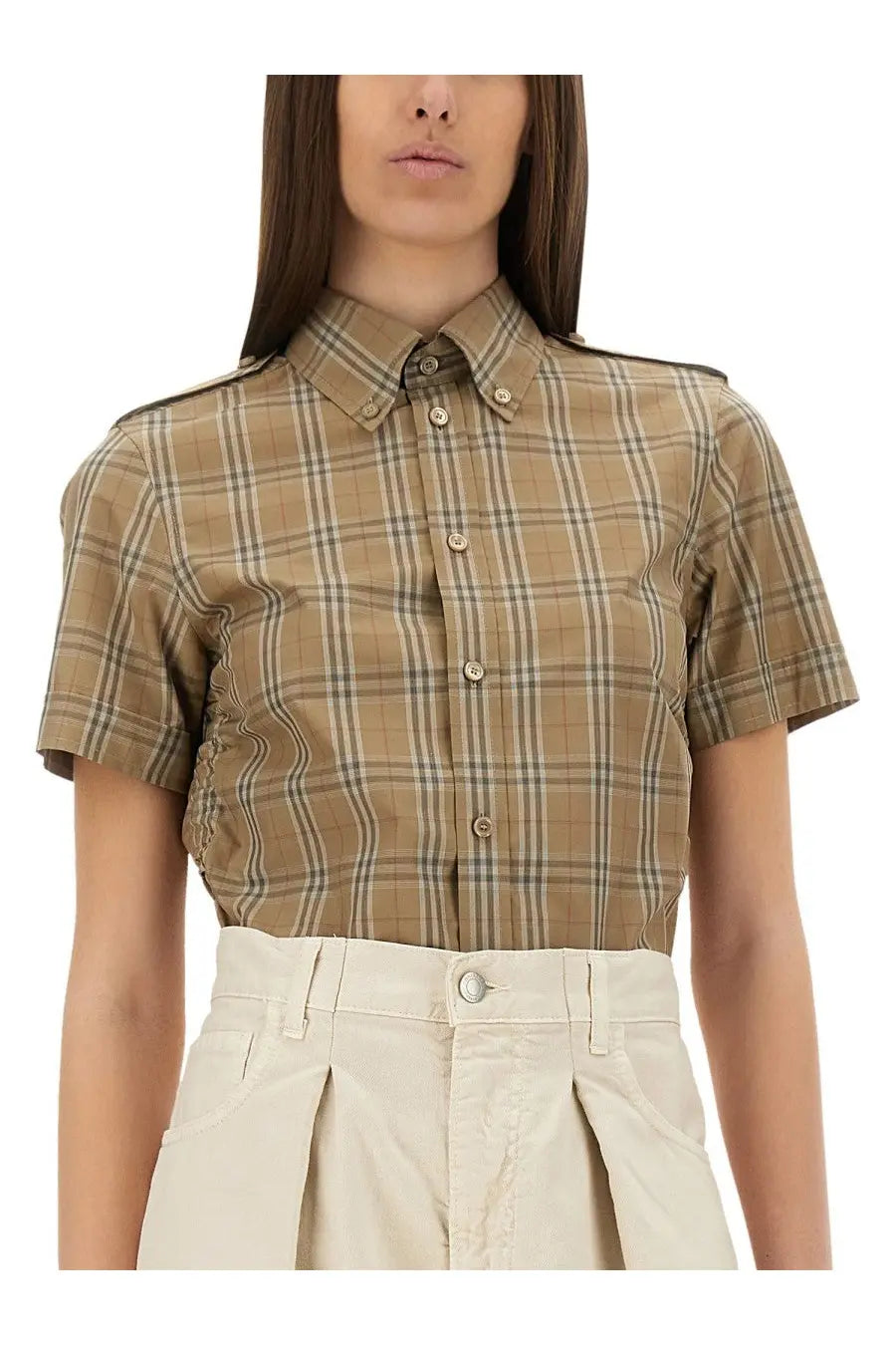 Burberry Women's Cotton Check Shirt Brown, view 4