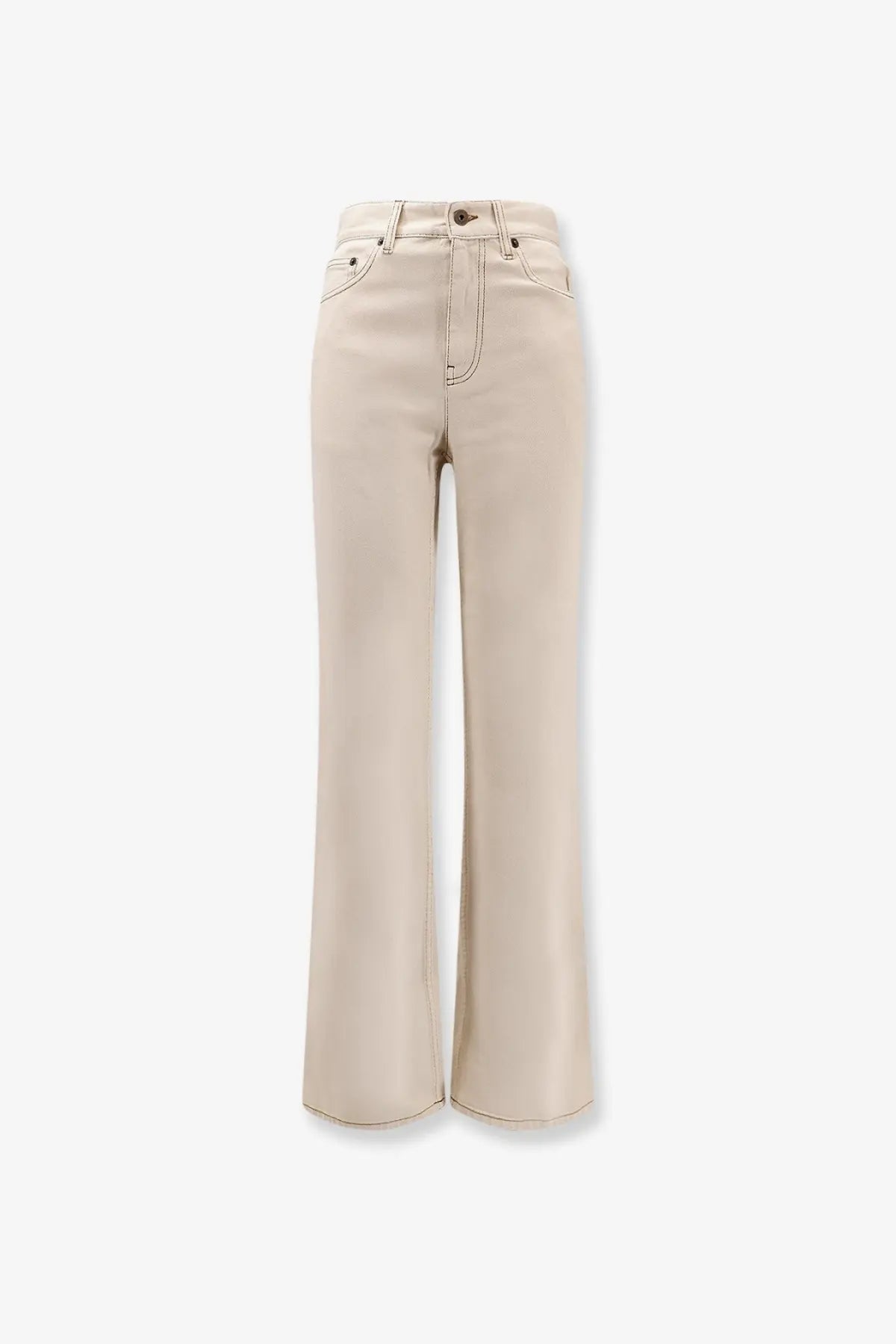 Beige wide-leg denim trousers with straight cut and classic five-pocket design from Burberry women’s denim trousers white