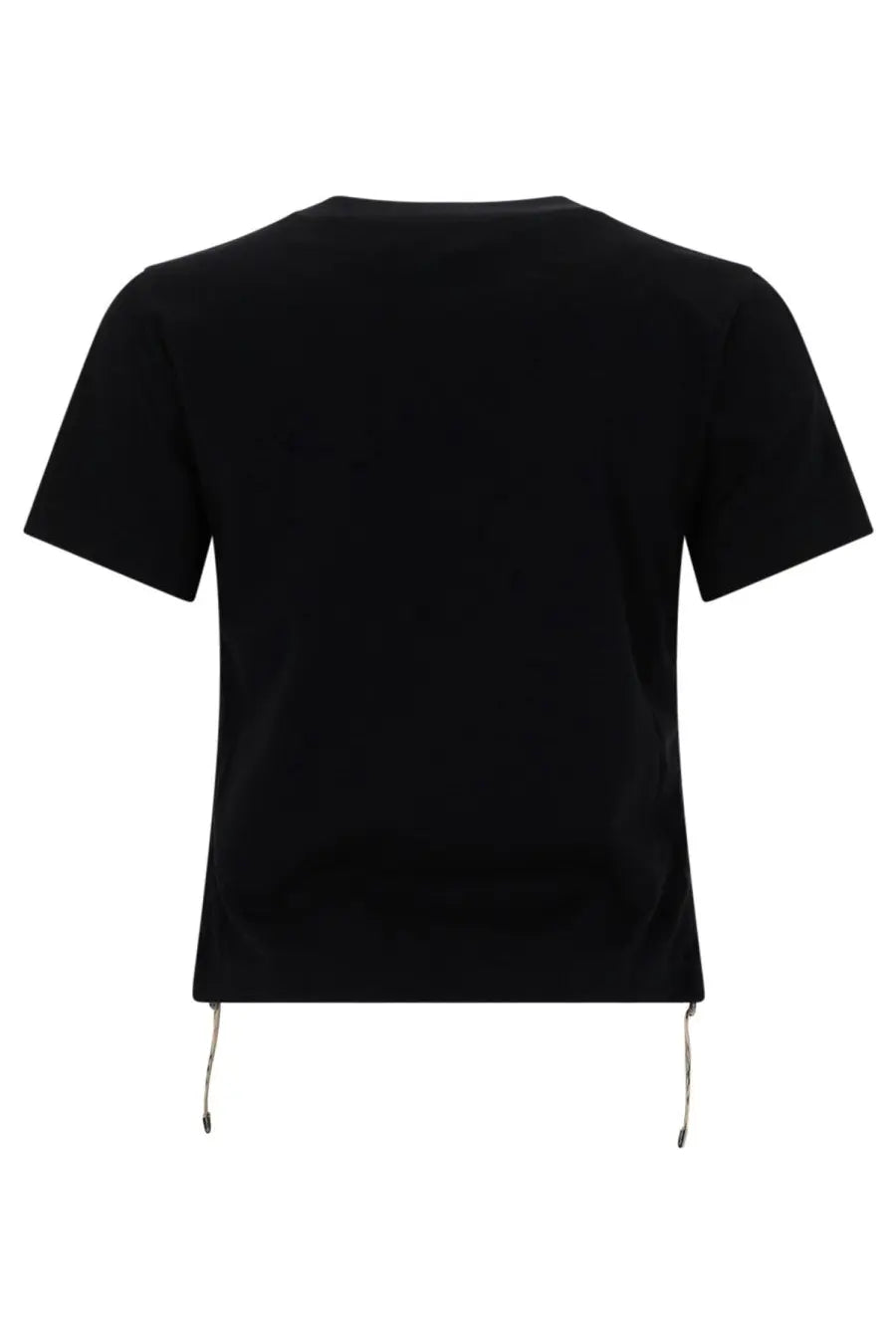 Burberry women’s black short-sleeved crop top with drawstrings at the hem for a festival look