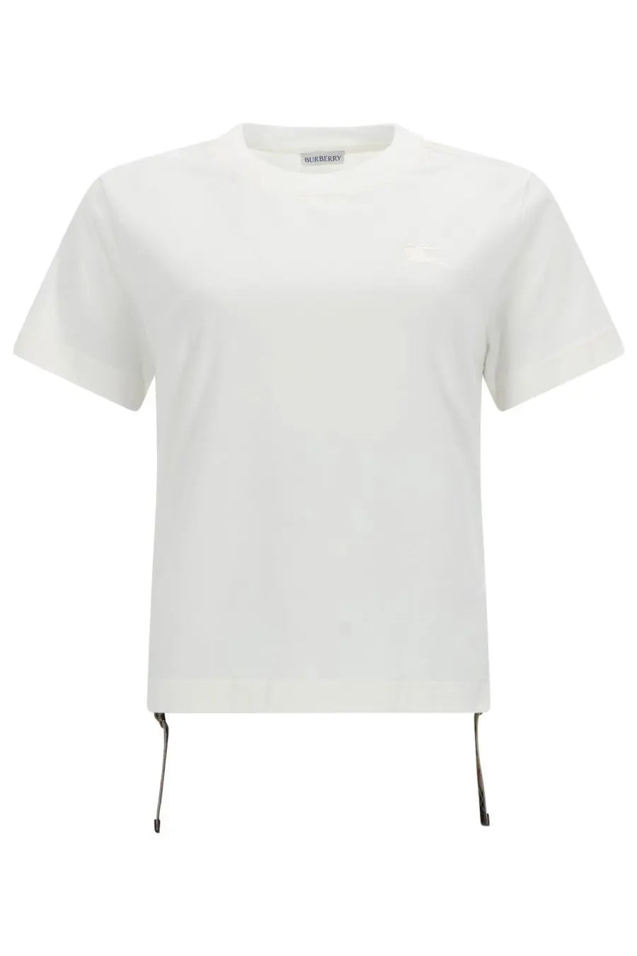 Burberry women’s festival shirt white featuring a subtle chest logo and drawstrings at the hem in cotton material