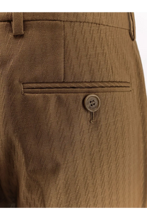 Burberry womens shelley wool and mohair trousers in brown tan herringbone pattern with subtle texture and matching button