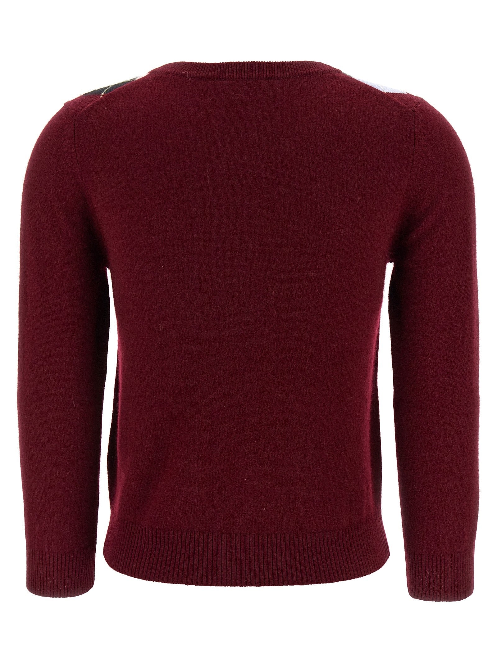 Ganni Burgundy Check Cardigan Red
