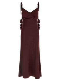 self-portrait Burgundy Satin Flower Midi Dress Red