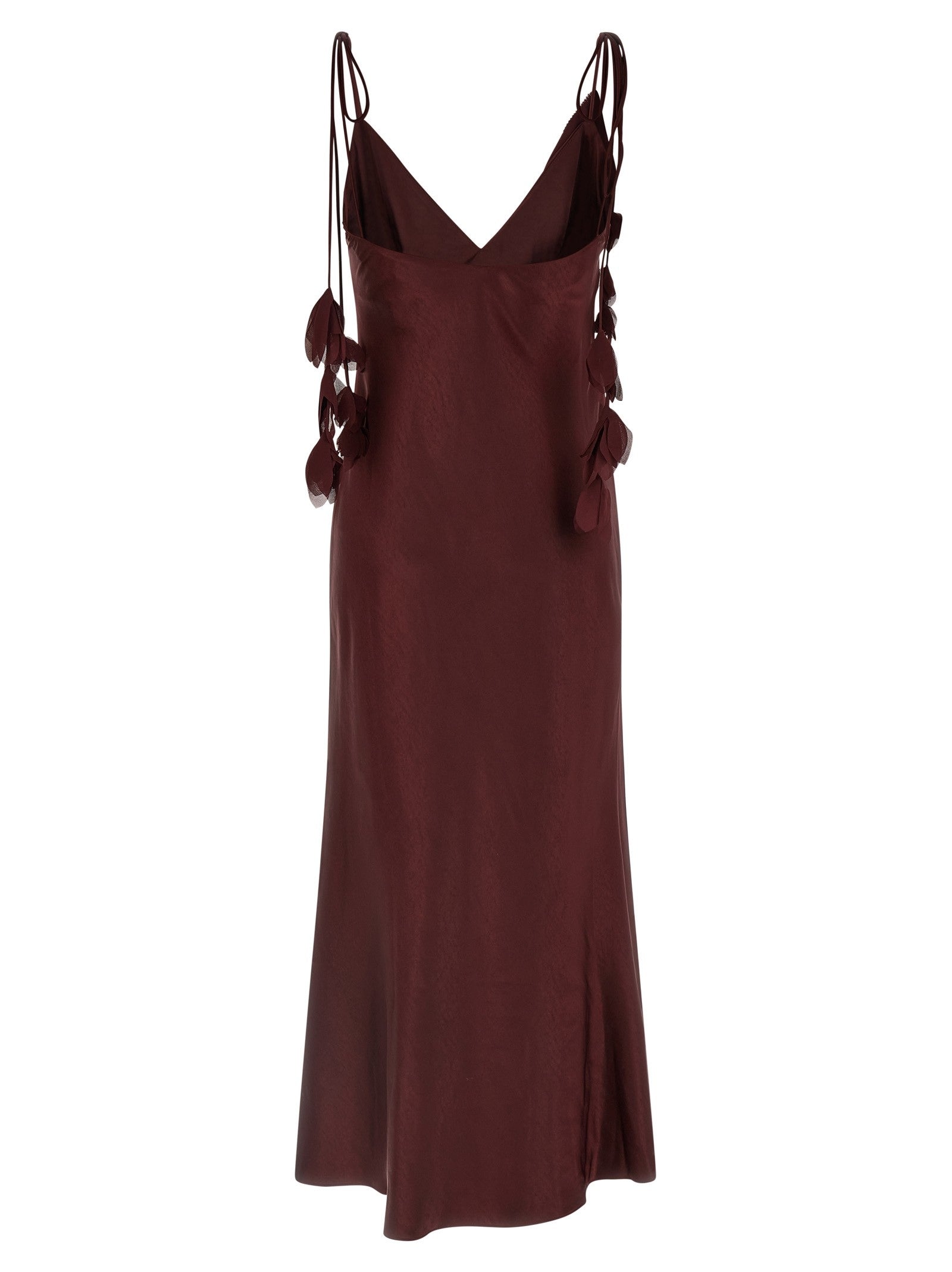 self-portrait Burgundy Satin Flower Midi Dress Red