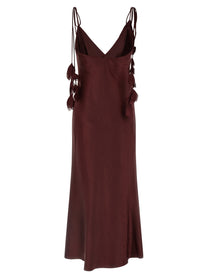 self-portrait Burgundy Satin Flower Midi Dress Red