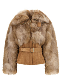Elisabetta Franchi Bustier and Belted Jacket Brown
