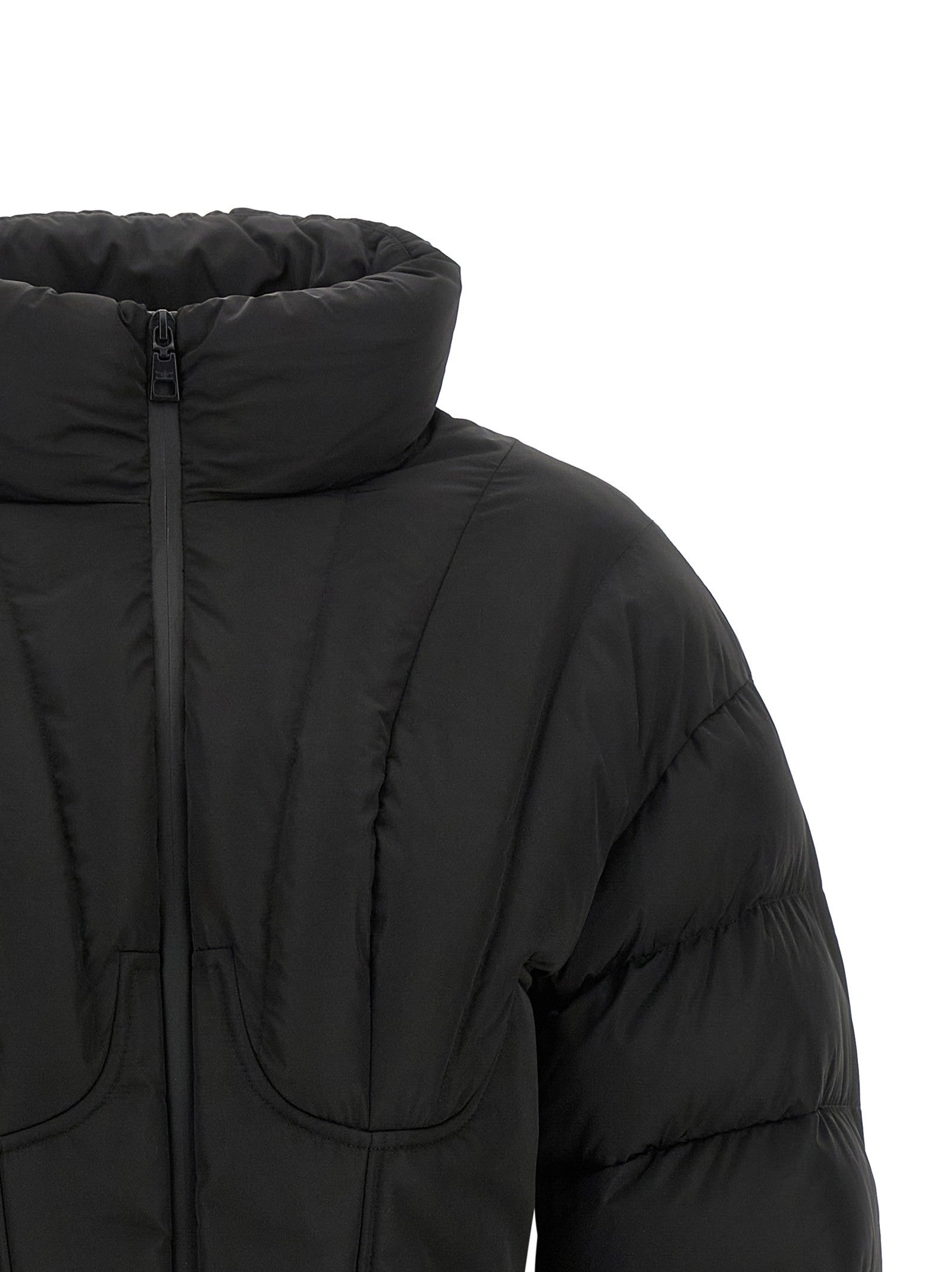 Elisabetta Franchi Bustier Quilted Down Jacket Black