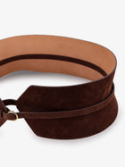 ALAÏA Women's Bustier Suede Belt Brown, view 3