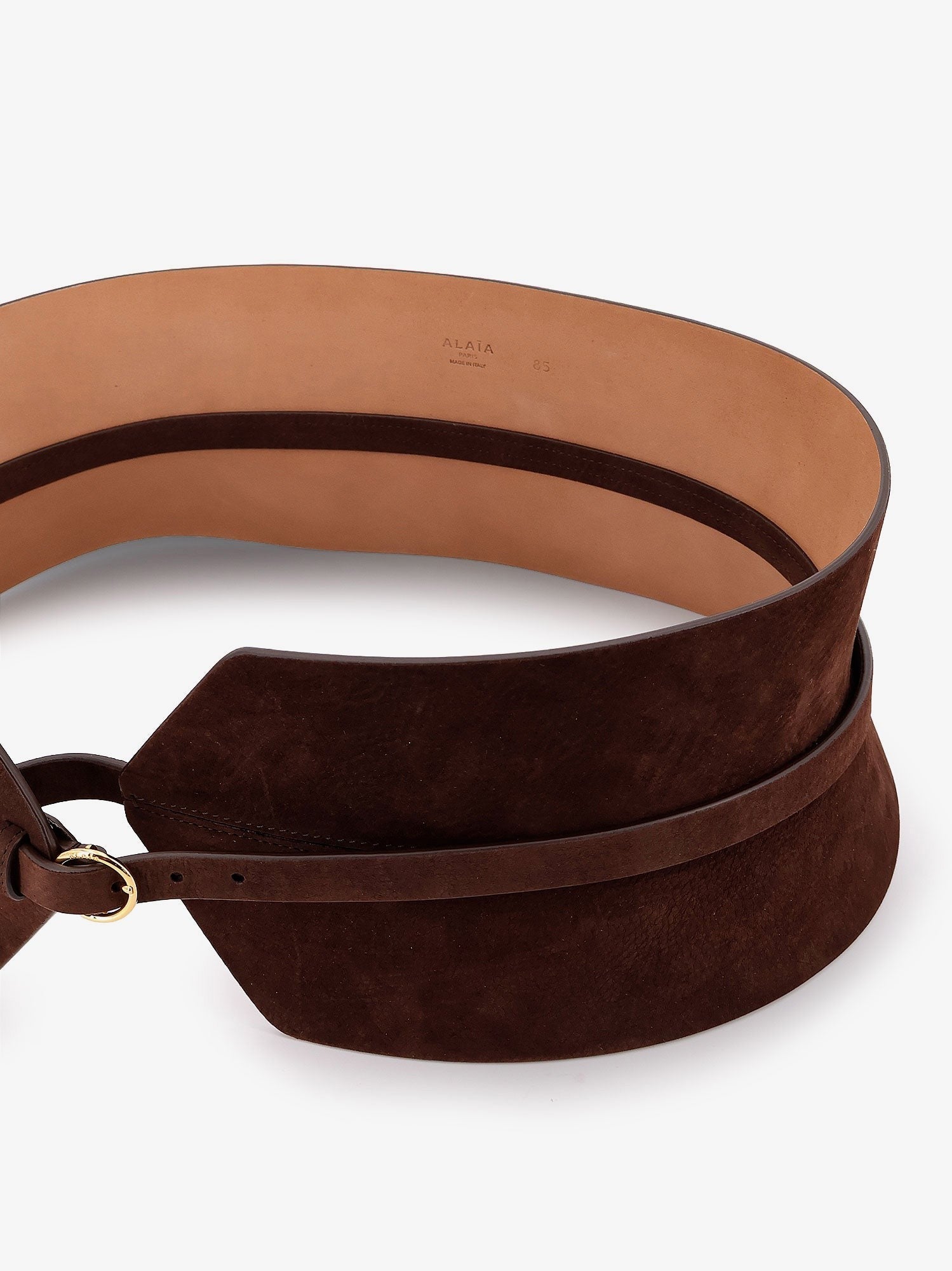 ALAÏA Women's Bustier Suede Belt Brown