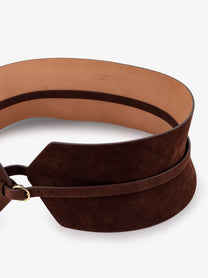 ALAÏA Women's Bustier Suede Belt Brown