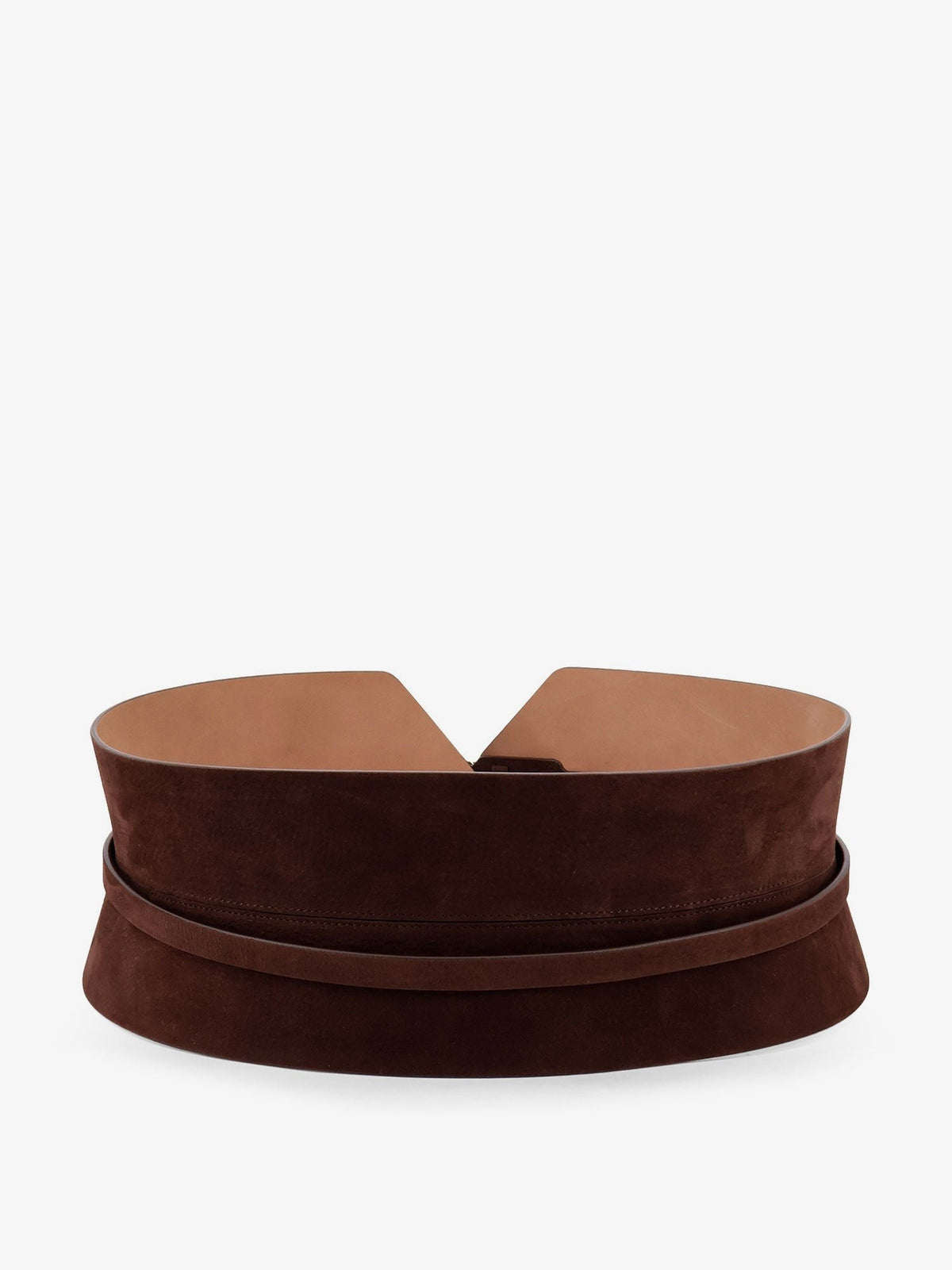 ALAÏA Women's Bustier Suede Belt Brown, view 2