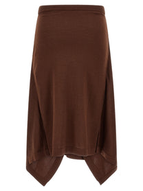 Lemaire Button Asymmetrical Skirt Brown