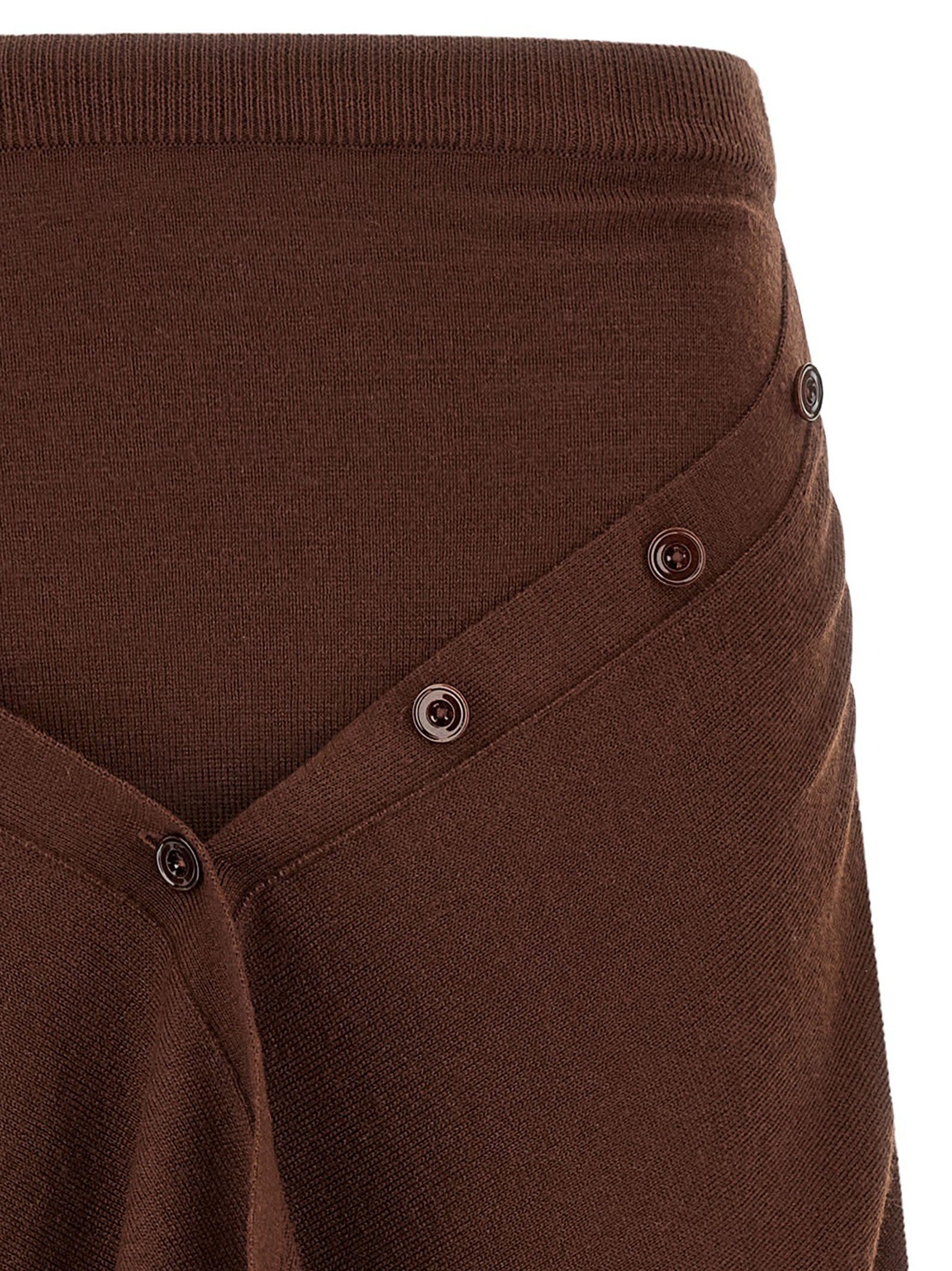 Lemaire Button Asymmetrical Skirt Brown
