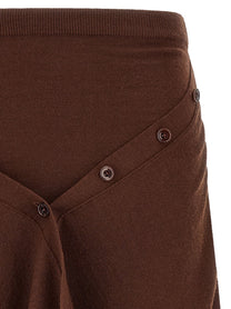 Lemaire Button Asymmetrical Skirt Brown