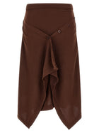 Lemaire Button Asymmetrical Skirt Brown