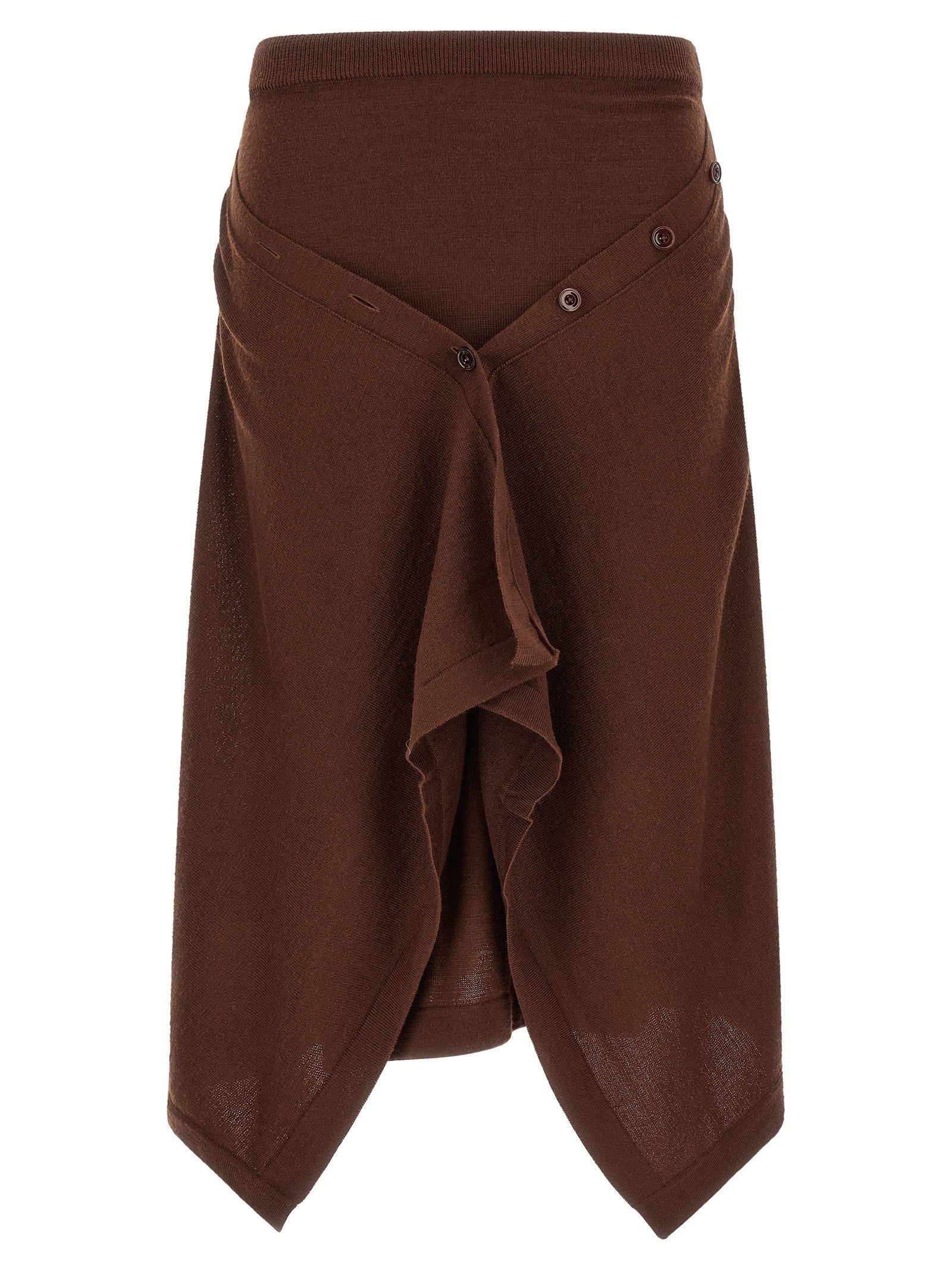 Lemaire Button Asymmetrical Skirt Brown