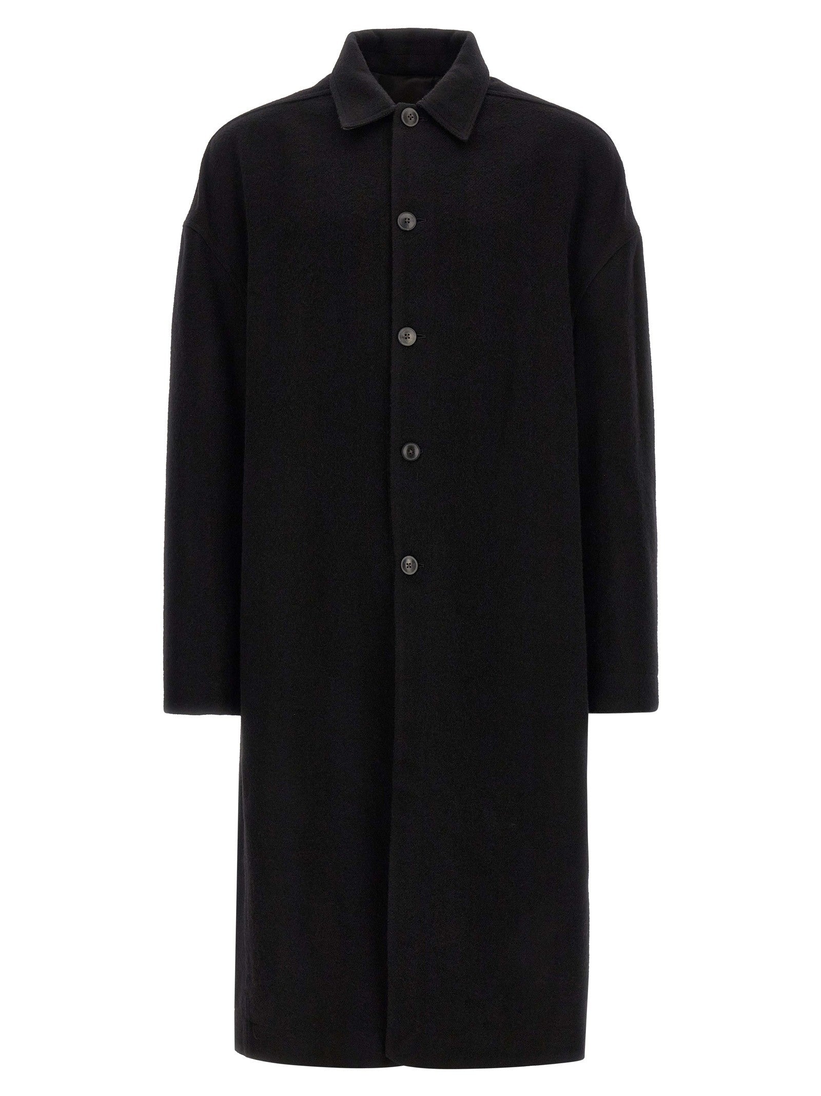 Rick Owens Buttoned Brad Coat Black