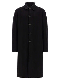 Rick Owens Buttoned Brad Coat Black