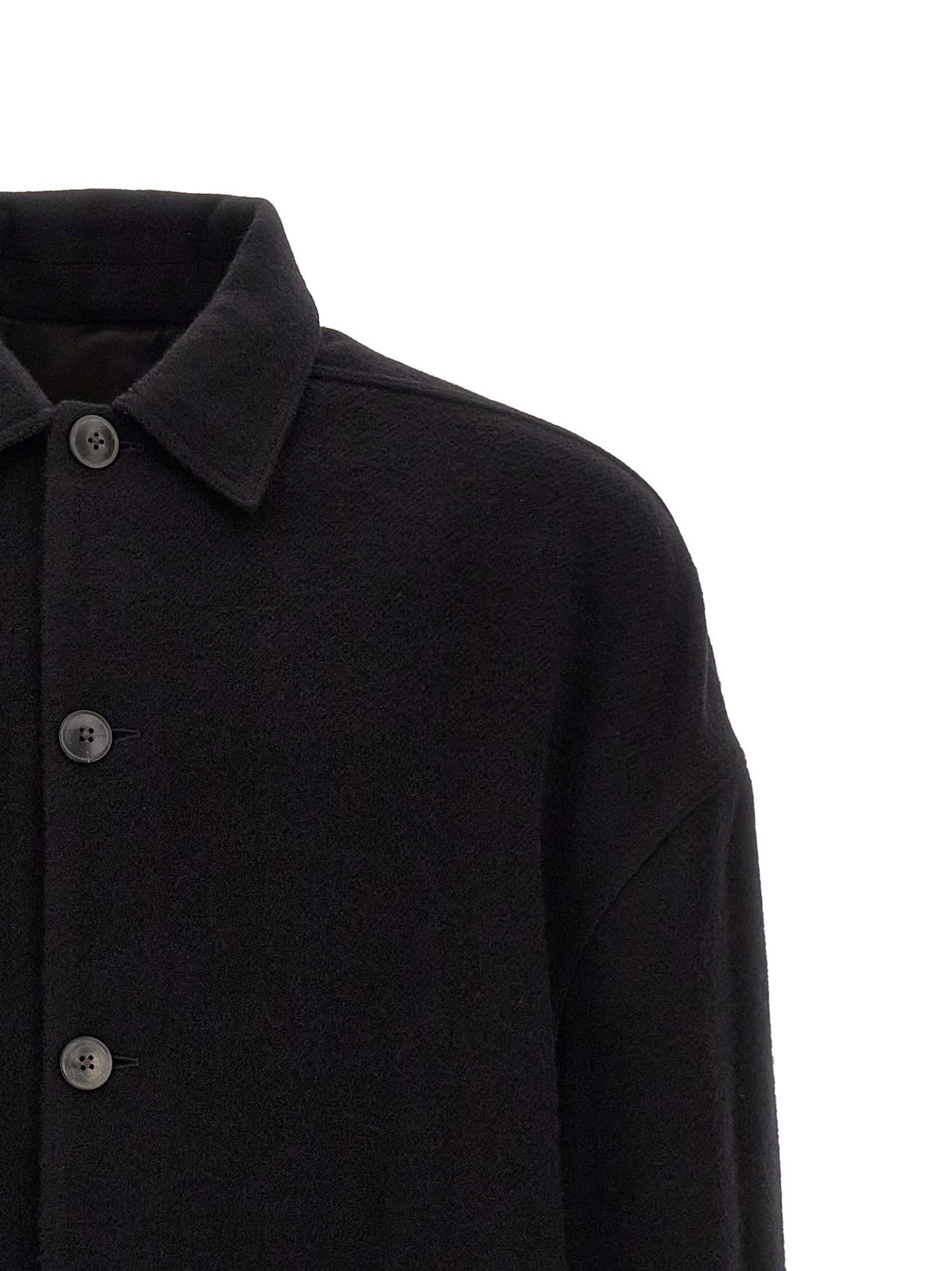 Rick Owens Buttoned Brad Coat Black