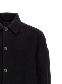 Rick Owens Buttoned Brad Coat Black