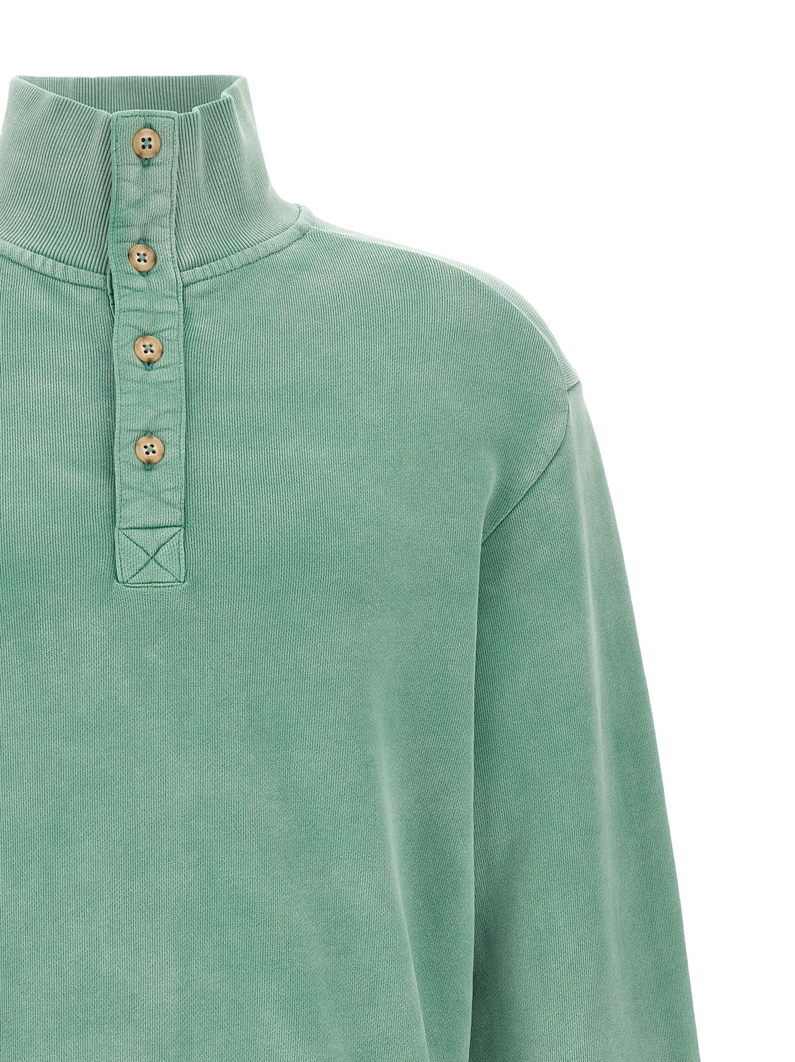 Entire Studios Buttoned Turtleneck Sweatshirt Green