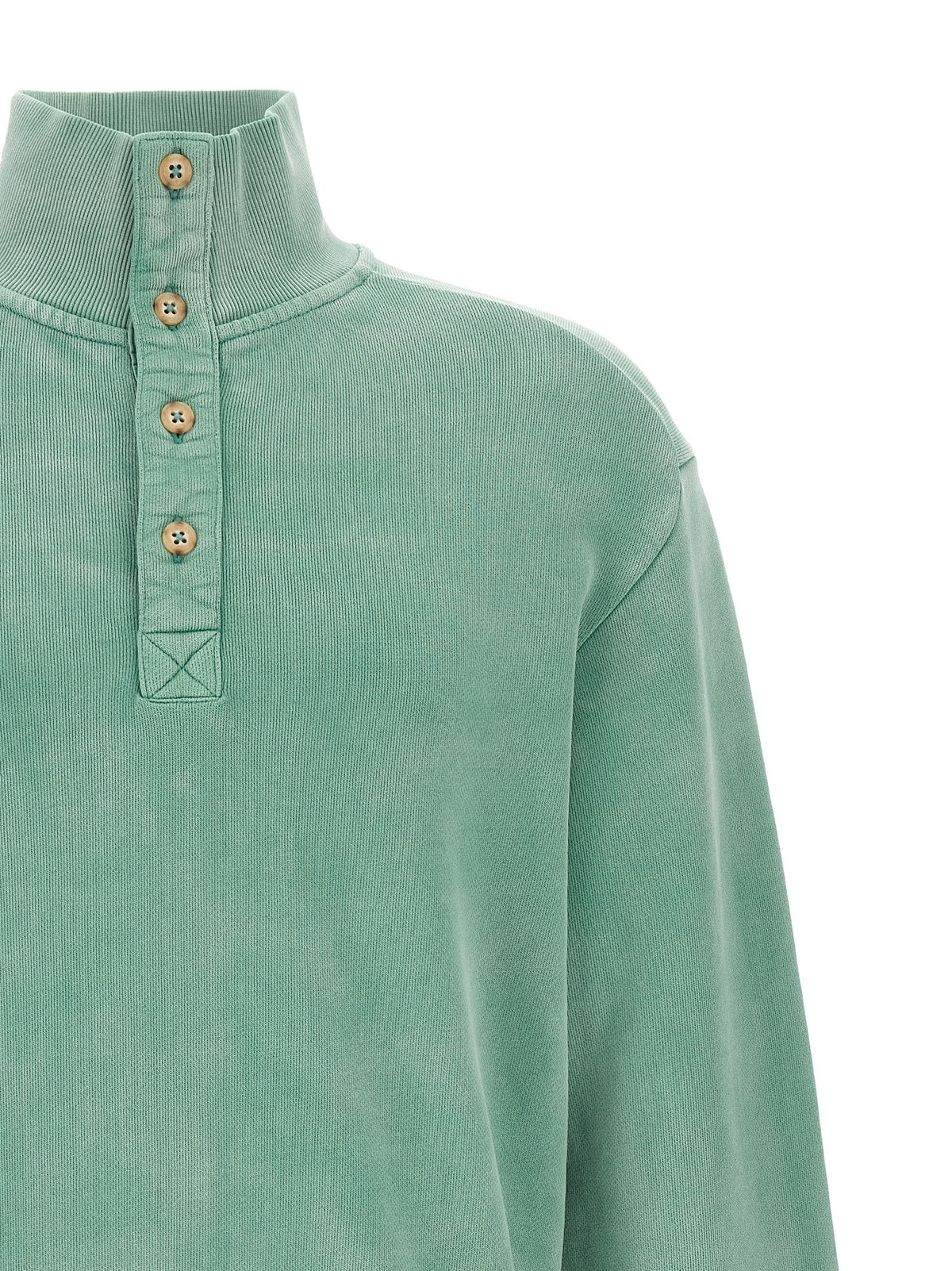 Entire Studios Buttoned Turtleneck Sweatshirt Green, view 3