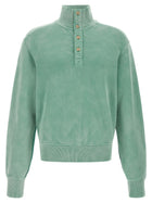 Entire Studios Buttoned Turtleneck Sweatshirt Green