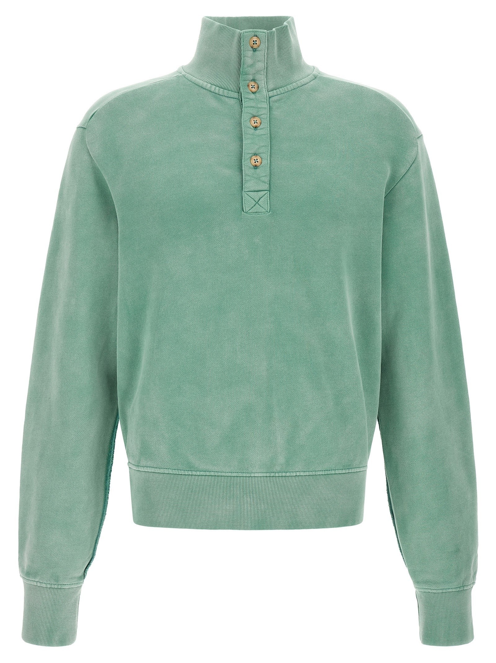 Entire Studios Buttoned Turtleneck Sweatshirt Green