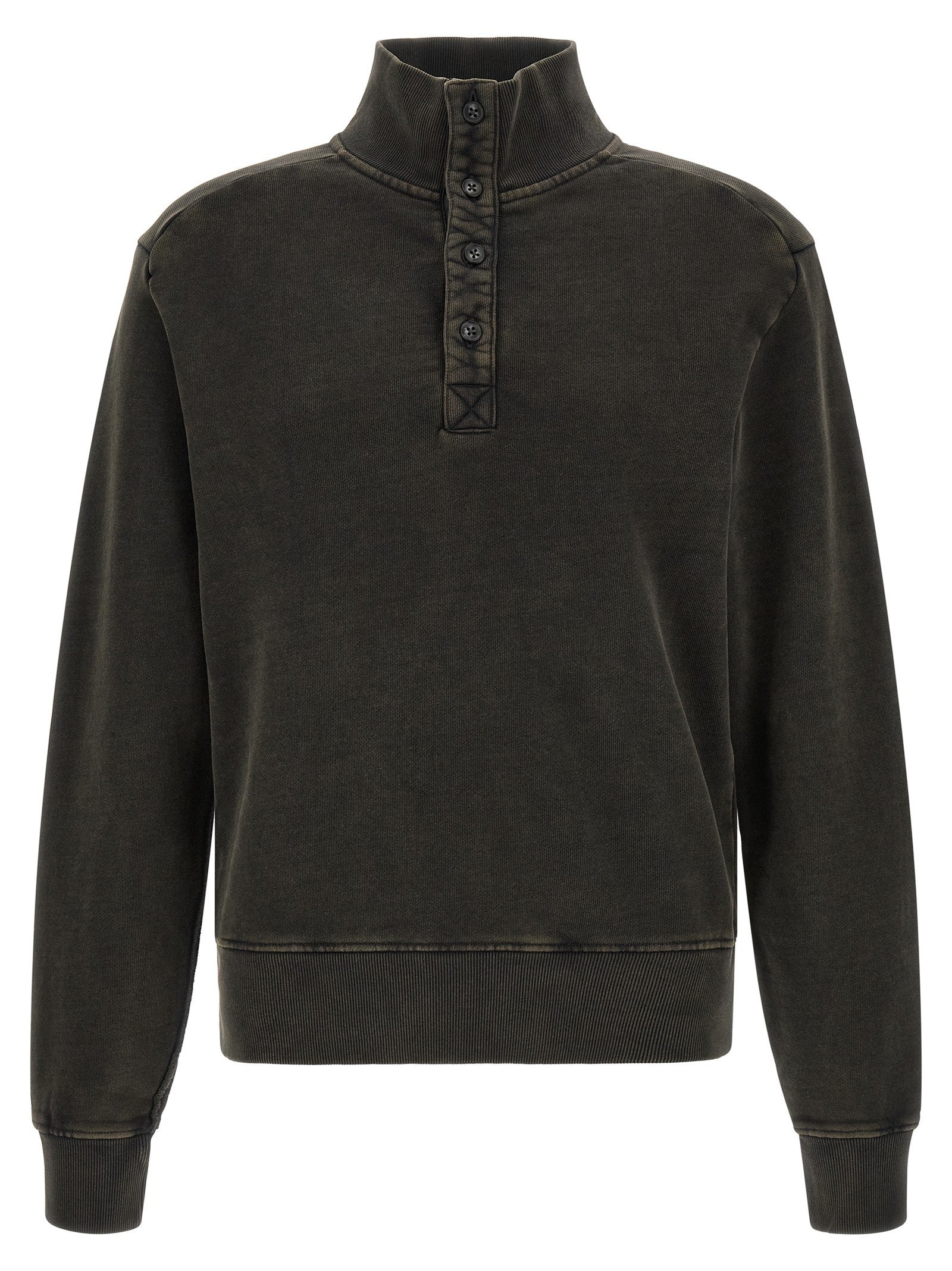 Entire Studios Buttoned Turtleneck Sweatshirt Black