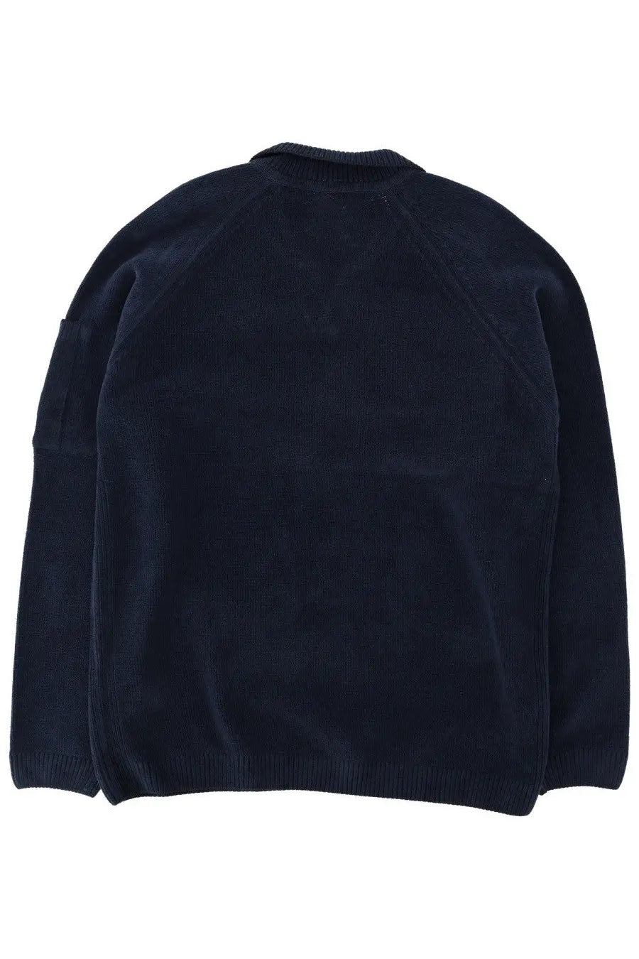 Dark navy corduroy sweater with ribbed cuffs and neckline in c.p. company men’s cotton knit polo shirt blue product line