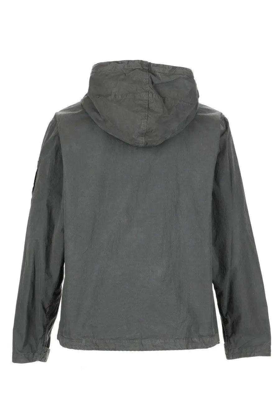 Cp company men’s giacca con cappuccio grey dark gray hooded jacket with smooth glossy fabric and subtle seam detailing