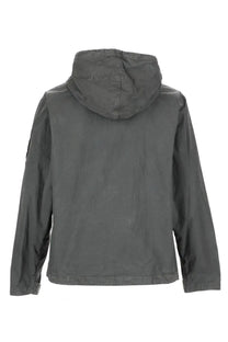 Cp company men’s giacca con cappuccio grey dark gray hooded jacket with smooth glossy fabric and subtle seam detailing